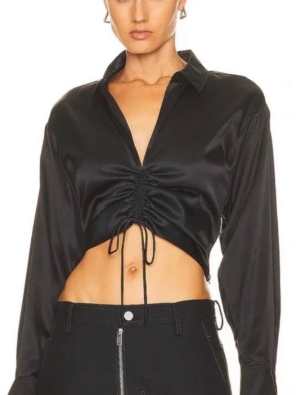 Frame Cinch Front Cropped Blouse M